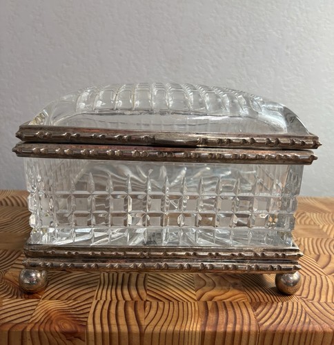Vintage crystal glass casket - glass,